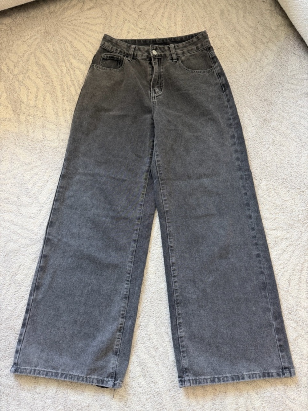 ROMWE Wide Leg High-Rise Jeans - Charcoal